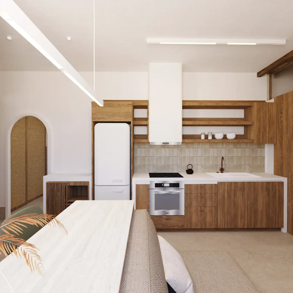 Chanion Studio A1 kitchen and living room in Thessaloniki